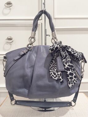 💙🩶 SOLD - Coach Madison Sophia Shimmery Slate Blue Pleated Leather Bag